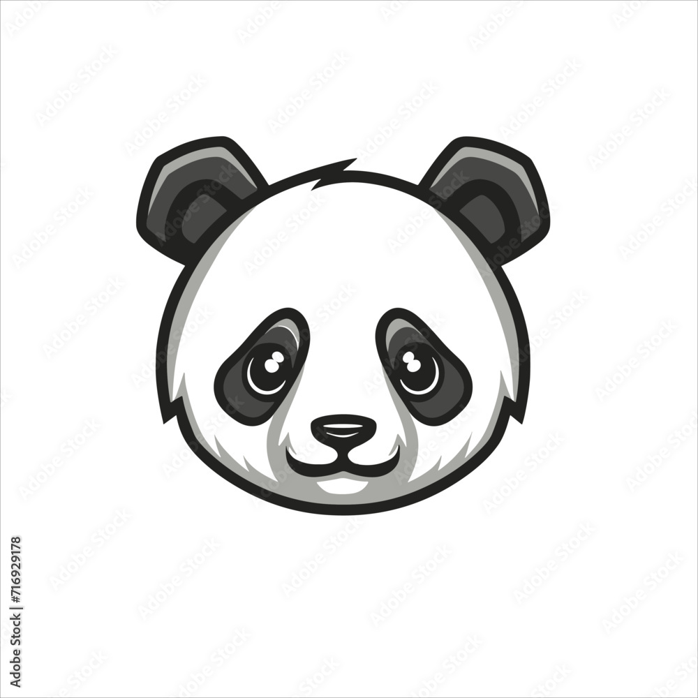 panda flat vector illustration logo design panda flat vector illustration logo design