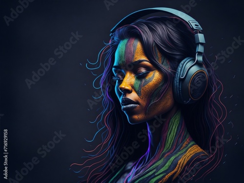 woman listening to music photo