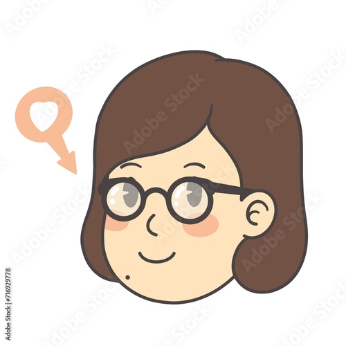Cartoon cute girl with glasses (ID: 716929778)