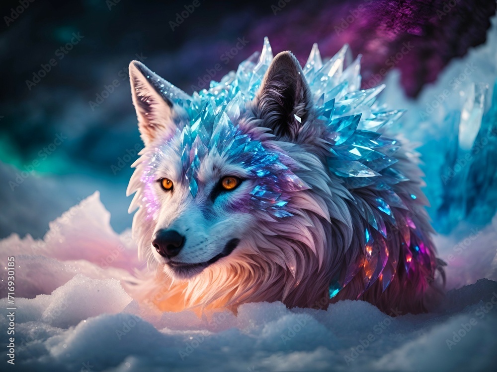 Carved from the winter's deepest dreams, the Crystal Wolf gazes with eyes that have seen the aurora dance. Its form, a myriad of colors held in ice, stands as a guardian of the hidden magic in snow. Carved from the winter's deepest dreams, the Crystal Wolf gazes with eyes that have seen the aurora dance. Its form, a myriad of colors held in ice, stands as a guardian of the hidden magic in snow.