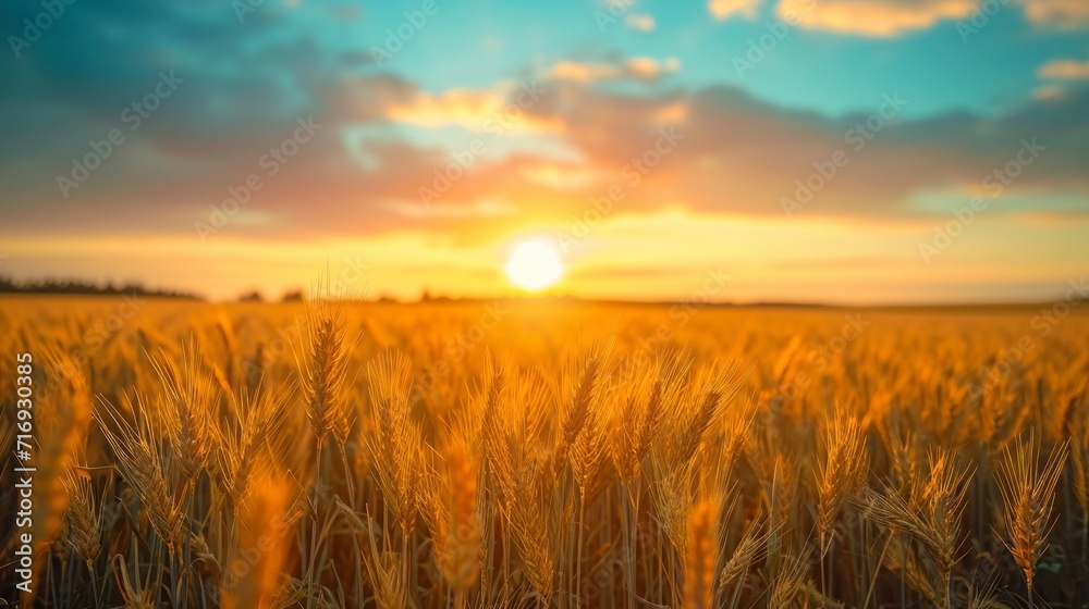 beautiful landscape of a wheat field with a sunset beautiful landscape of a wheat field with a sunset
