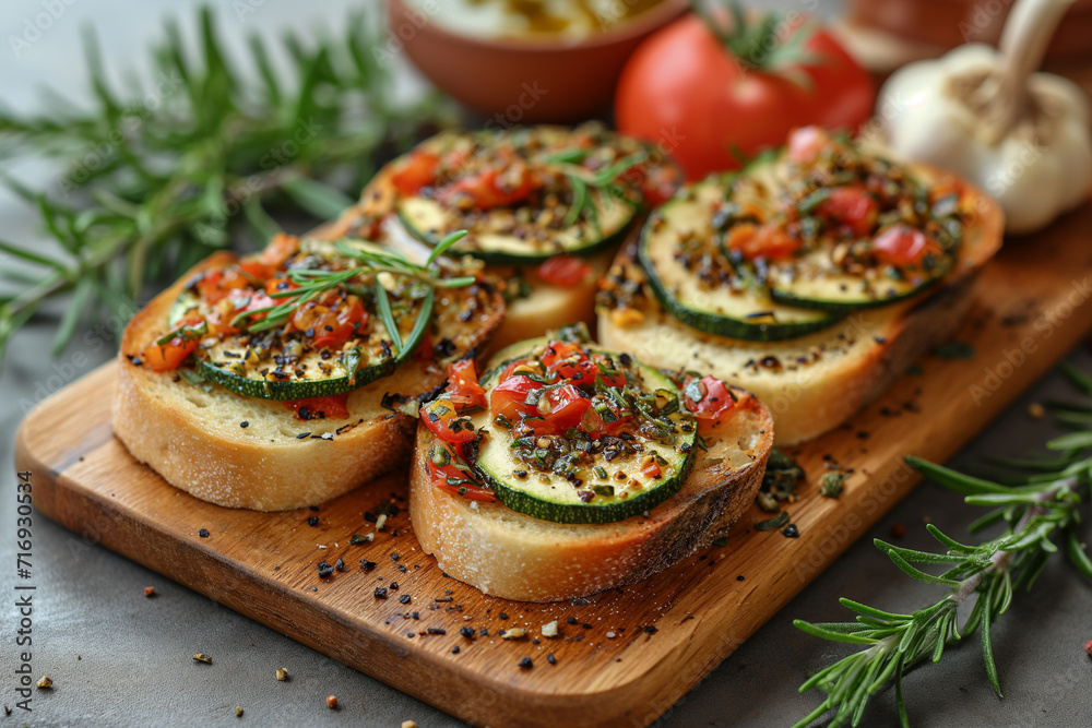 Bruschetta and various ingredients- rye bread. Bruschetta and various ingredients- rye bread.