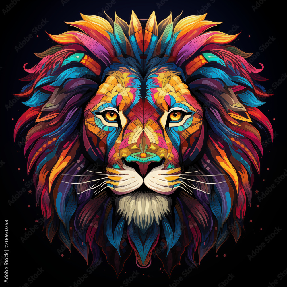 Colorful Abstract Lion Mane Illustration