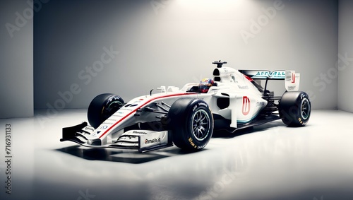 race car, Formula 1 on a white abstract background and professional lighting. sports photo