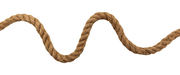 Jute. Twisted linen rope on a white background. Rope. Loop