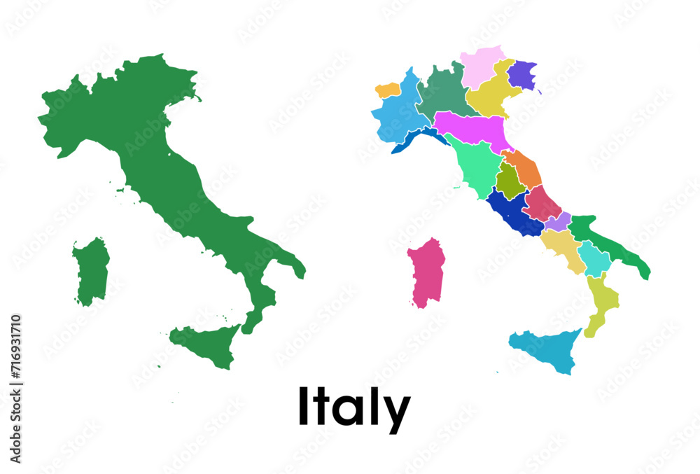 Italy map with political division