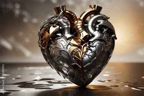 golden heart with diamonds photo