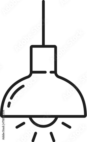 Electric lantern, halogen light, indoor ceiling lamp thin line icon. Office electric furniture linear icon or sign, house interior light, home or warehouse lamp thin line vector pictogram