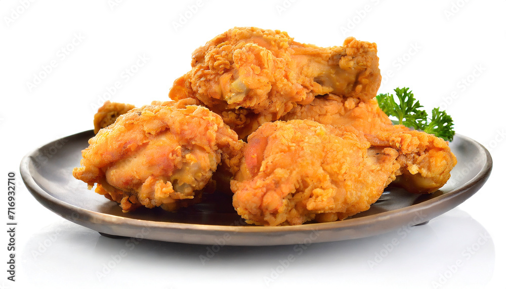 Fried chicken drumsticks on a plate isolated on white background. Fried chicken drumsticks on a plate isolated on white background.