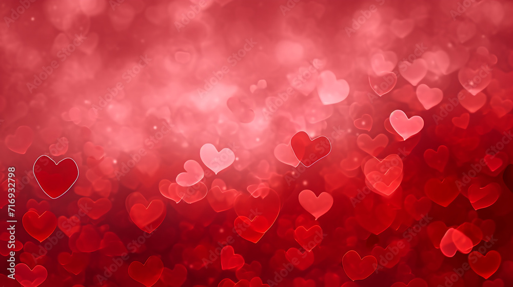 Valentine days hearts background red blurred bokeh effect background ...