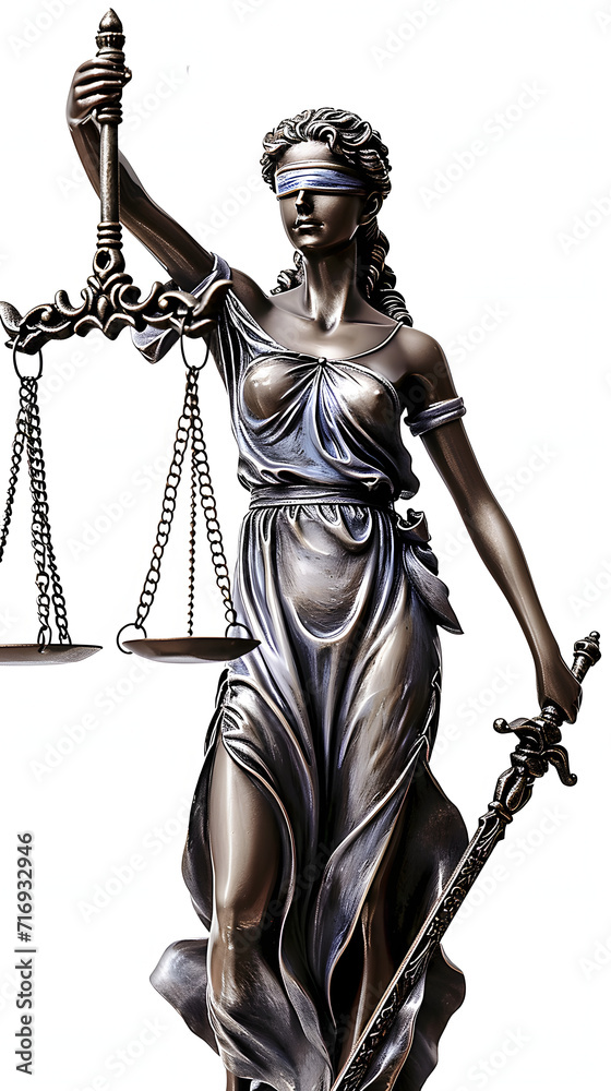 Obraz premium Lady Justice isolated, single object, law concept