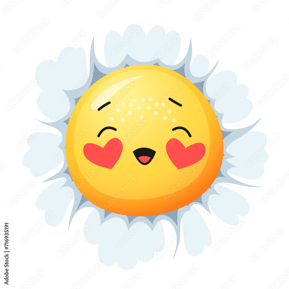 Camomile smile daisy flower character. Cartoon cheerful vector chamomile with white petals, sunny face covered with freckles and heart shaped cheeks, radiating joy, spreading positivity and happiness Camomile smile daisy flower character. Cartoon cheerful vector chamomile with white petals, sunny face covered with freckles and heart shaped cheeks, radiating joy, spreading positivity and happiness
