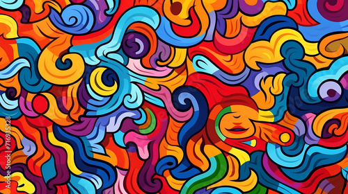 Wallpaper Mural Funny doodle seamless pattern, artistic background Torontodigital.ca