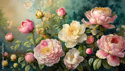 Wallpaper Mural vintage background, vintage background with roses, writing letter Torontodigital.ca