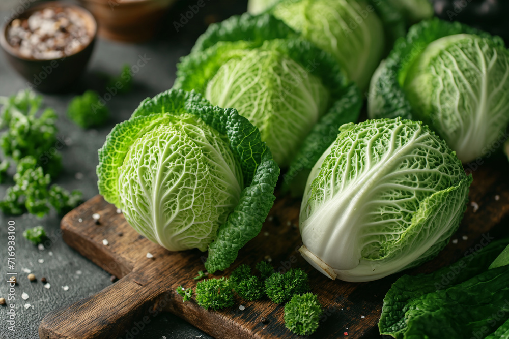 Fototapeta premium Chinese cabbage on cutting board.