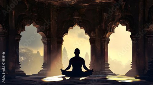 Meditating in old temple