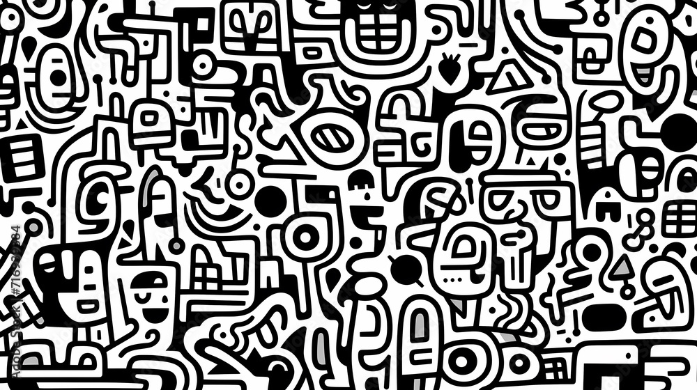 Funny doodle seamless pattern, artistic background Funny doodle seamless pattern, artistic background
