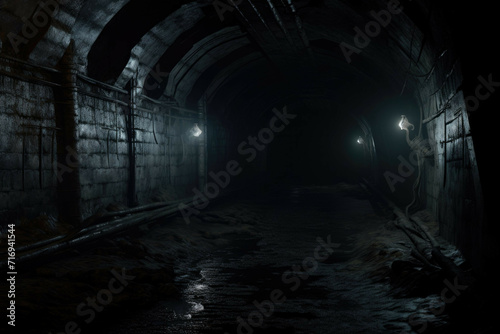 Abandoned tunnel with eerie shadows and strange noises.