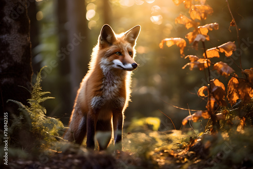 Rotfuchs in einem Wald, Tierfotografie, erstellt mit generativer KI