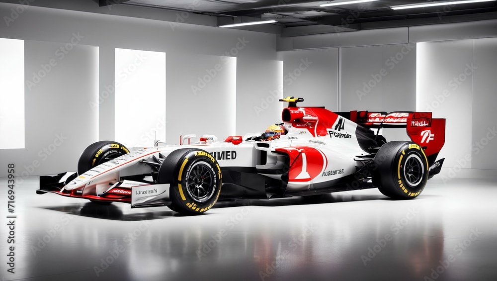 race car, Formula 1 on a white studio background with professional lighting. sports