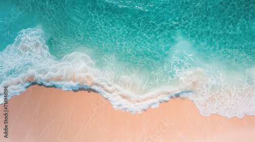 Beautiful sandy beach with blue waves