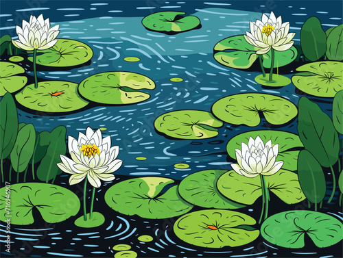 water lilies in the pond