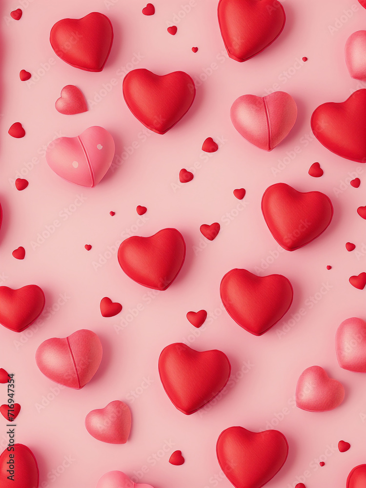 A photo of hearts shape on pastel background Generative AI