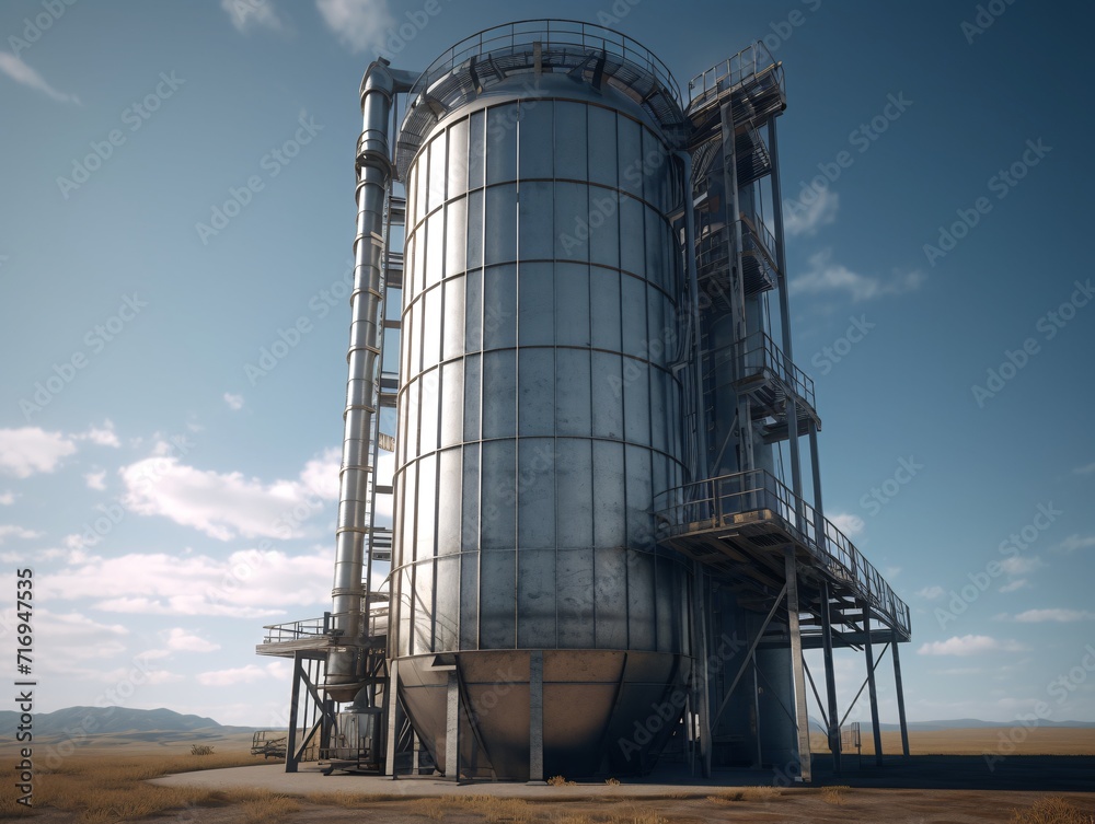 Modern silos for storing grain harvest. Agriculture concept.