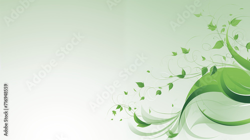 A green background with flowers and leaves. copy space