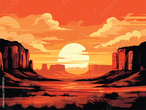 sunset in the desert