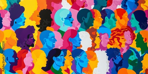 many colorful faces and people in different shapes Generative AI