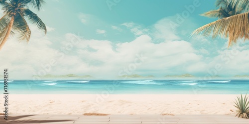 Beach background with blue sea and sand