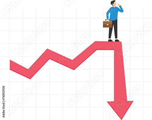 Stock market decline in crisis or bubble burst, investment or economic recession, Career dead end or financial risk, Climb up stair with arrow down on top

