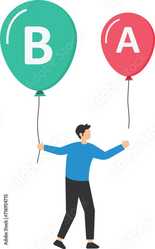 Plan B, Alternative solution or business strategy, Plan to have secondary for emergency case, Fallback option or business choice,  Leader present Plan B while standing on old A


