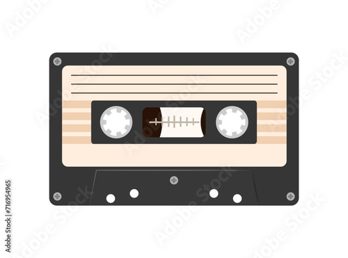 Music retro cassette flat illustration isolated on white background