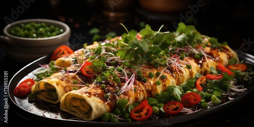 Ros Omelet Delight: Vietnamese Omelette Elegance. A Culinary Symphony of Fluffy Goodness Captured in a Visual Feast 