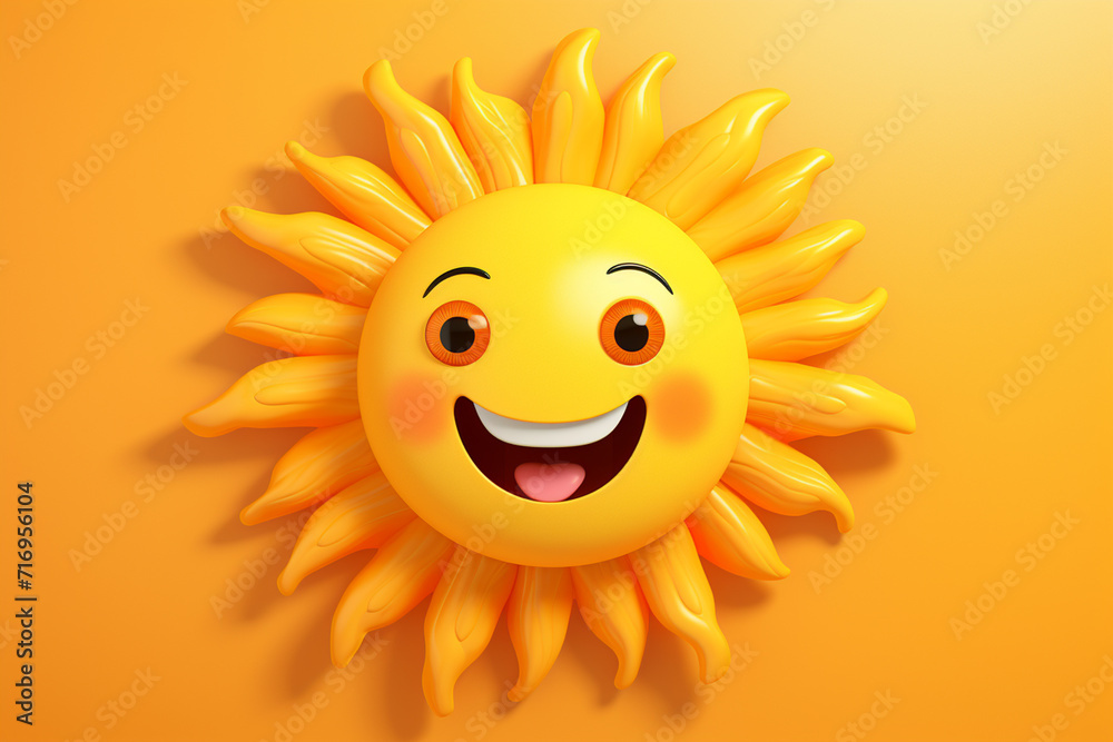 Smiling sun on a yellow background