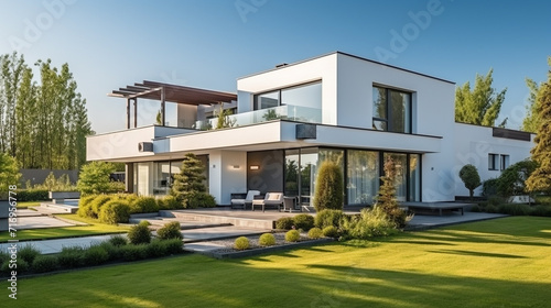 Modern house with garden and terrace. © StockHaven