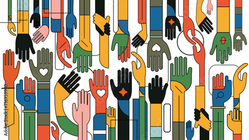 Hands of Diverse Group of People. Multicultural and Multiethnic Communities. People Diversity. Concept of Support and Cooperation, Friendship