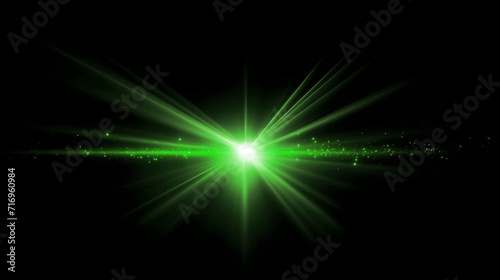 A green lens flare with particle effects, starlight.