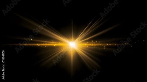 A golden lens flare with particle effects, starlight. photo