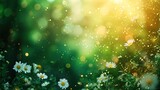 Spring background, green tree leaves on blurred background. AI generated illustration