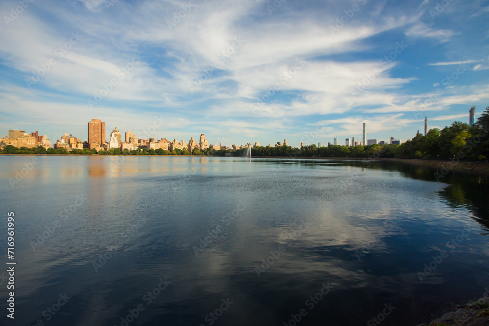 View to the city of New York from Central Park.