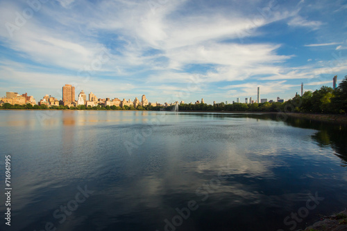 View to the city of New York from Central Park.