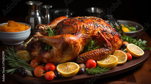 Whole homemade thanksgiving turkey photo realistic