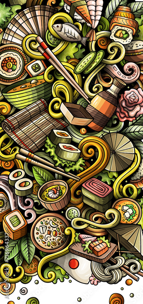 Naklejka premium Japan food cartoon banner design