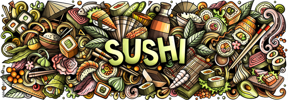 Sushi cartoon banner design