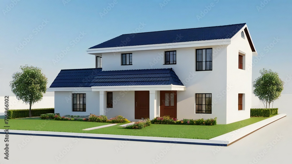 3d rendering of modern cozy house isolated on white background, Real estate concept. 3d rendering of modern cozy house isolated on white background, Real estate concept.