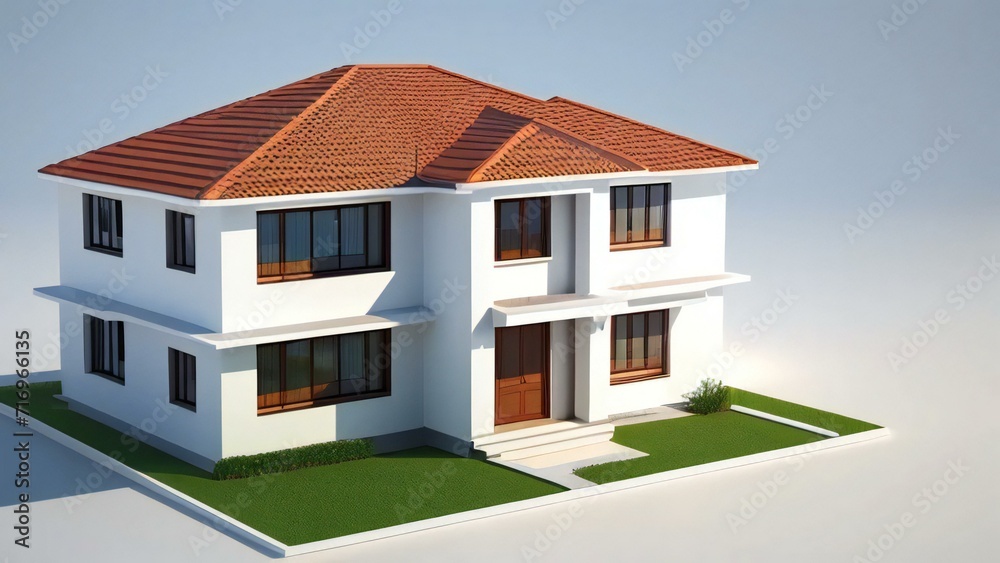 3d illustration of residential building exterior isolated on white background, Real estate concept. 3d illustration of residential building exterior isolated on white background, Real estate concept.
