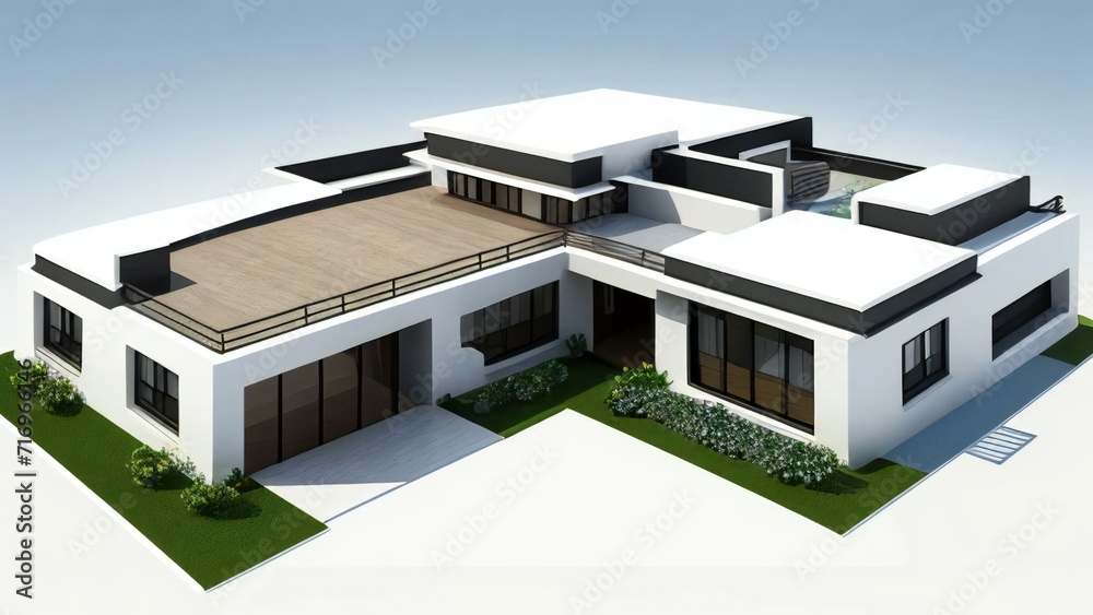 3d rendering modern house isolated on white background, Concept for real estate or property.